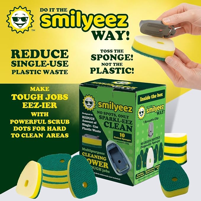 Smilyeez No Plastic Heavy Duty Green Dotted Sponge Refill - Image 7