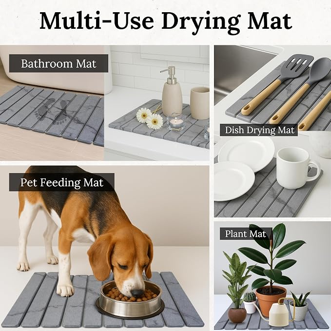 Large Stone Dish Drying Mat for Kitchen Counter 23.5”x 15.25” – Elegant - Image 7