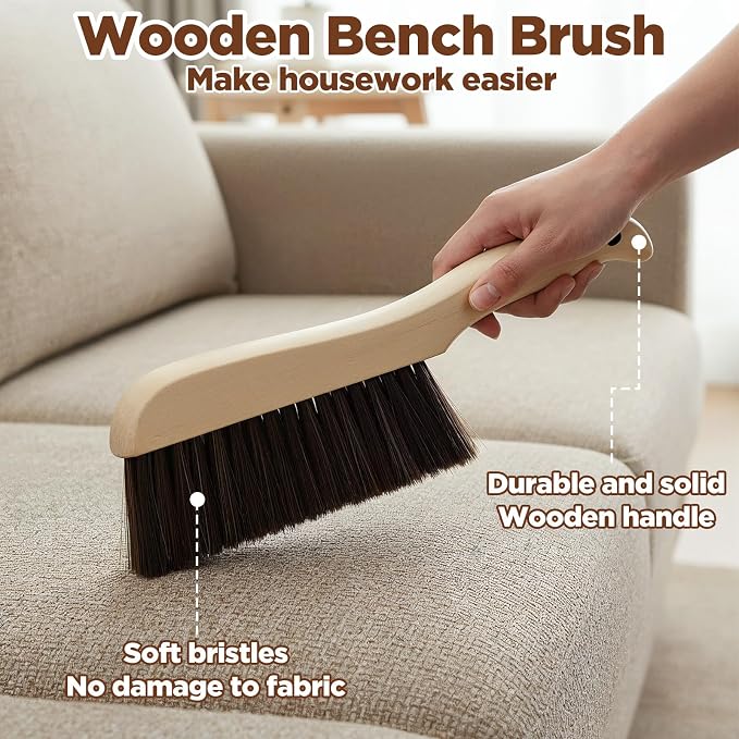 6 Pieces Wooden Hand Broom, Soft Bristle Dust Brush - Image 3