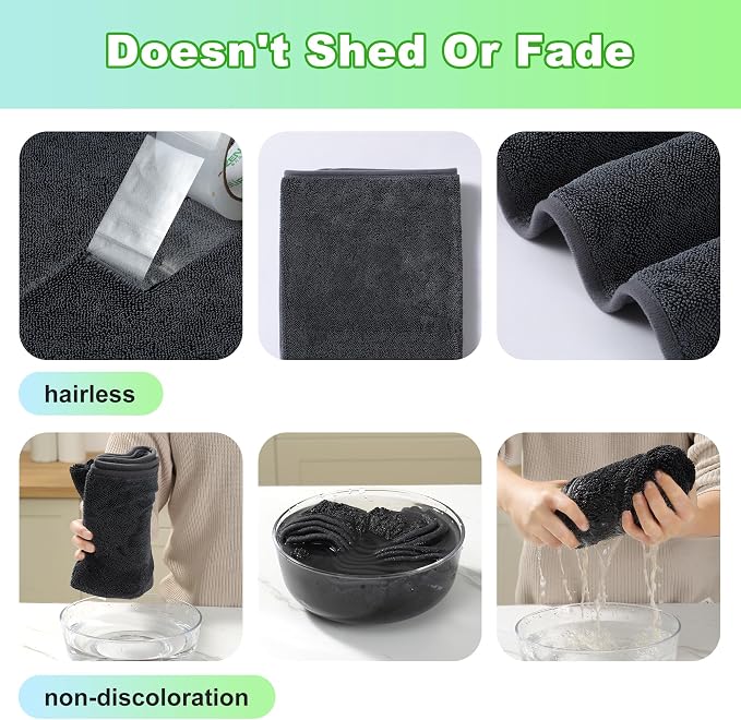 JOYMOOP Microfiber Towels for Cars, Dark Gray Reusable Car Towel, Quick Drying - Image 4