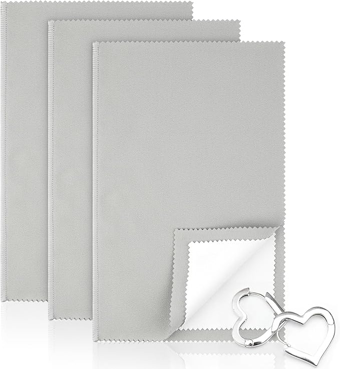 3 Pcs Silver Polishing Cloth, Large 10" X 12.5" Jewelry Cleaner Cloth, Soft by PEASUG