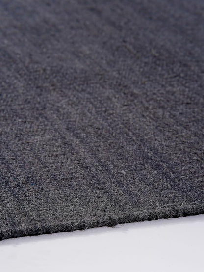 Rugsotic Carpets Hand Woven Flat Weave Kilim Wool ECO-Friendly Area Rugs - 6'x6', Square Shape, Charcoal Color, Solid Plain Design, Low Pile Handmade Area Rugs for Living Room, Bed Room (D00111)