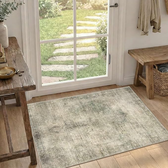 Vintage 2x3 Entryway Rug, Small Green Area Rugs by OHWPEAT