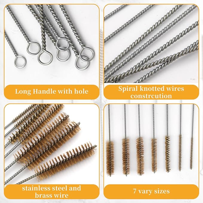 Tube Brush Kit 7pcs Brass Wire Tube Brushes Stainless Steel Bottle Brush Long - Image 4