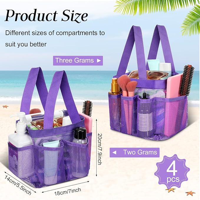 Hillban 4 Pcs Mesh Shower Caddy Portable Large Quick Dry Shower Caddy Basket - Image 2