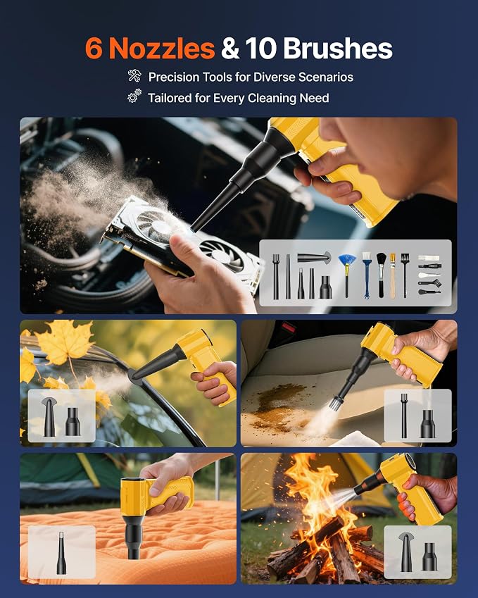 Compressed Air Duster, 000RPM Ultra-Powerful Cordless Electric Air Duster - Image 5