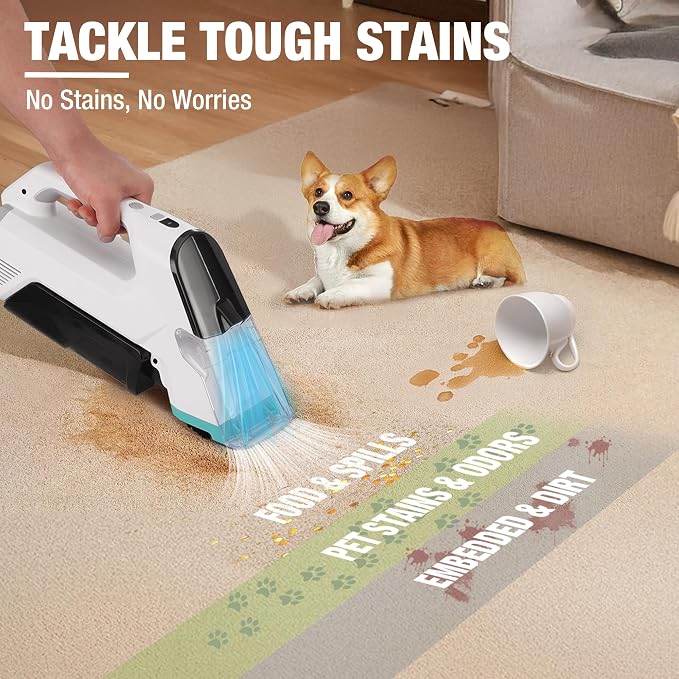 HAUSHOF Handheld Carpet Cleaner, 12V Cordless Portable Carpet Cleaner, 6.5KPa - Image 7