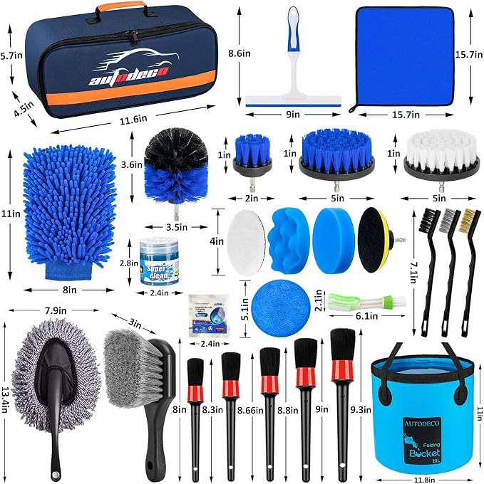 AUTODECO 32Pcs Car Detailing Brush Set, Car Detailing Kit, Auto Detailing Drill - Image 7