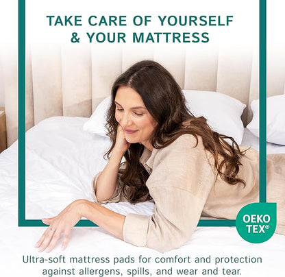 Full XL Size Waterproof Mattress Pad - Fitted Mattress Protector with Quilted Pillow Top Mattress Topper - Premium Quality Hypoallergenic Mattress Cover (54”x80”) Extra Long Full