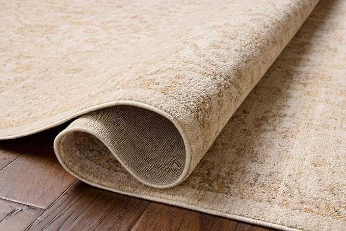 Loloi Chris Loves Julia Palma Collection PLM-01 Ivory/Sand 2'-7" x 10'-0" Fringe Runner Rug Vintage Style Boho Living Room Bedroom Carpet