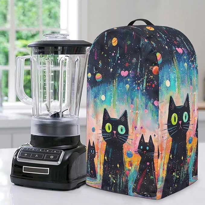 Vintage Black Cat Blender Dust Cover Food Processor Cover Coffee Machine Appliance Covers for Kitchen Counter Blender Covers for Kitchen Machine