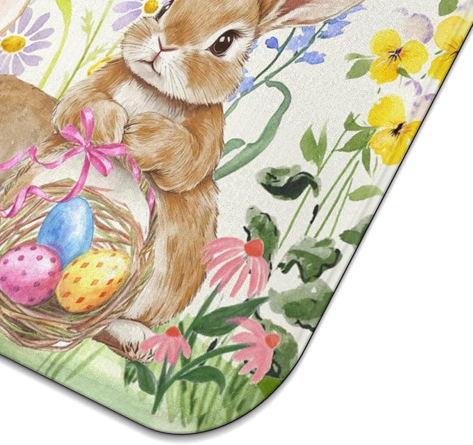 Easter Dish Drying Mat for Kitchen Counter, Cute Bunny Spring Florals - Image 6