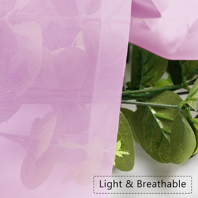 Chyhomenyc Pink Sheer Curtains 96 inches Long 2 Panels, Light Filtering Soft - Image 5