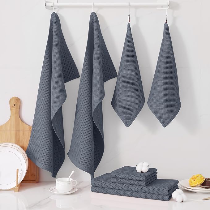Homaxy 100% Cotton Kitchen Towels and Dishcloths Set, 12 x 12 Inches and 13 x - Image 7