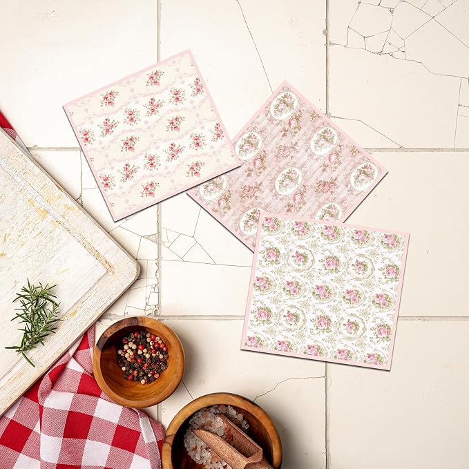 Pink Floral Swedish Dishcloths for Kitchen, 6 Pack Reusable Flower Swedish Dish - Image 5