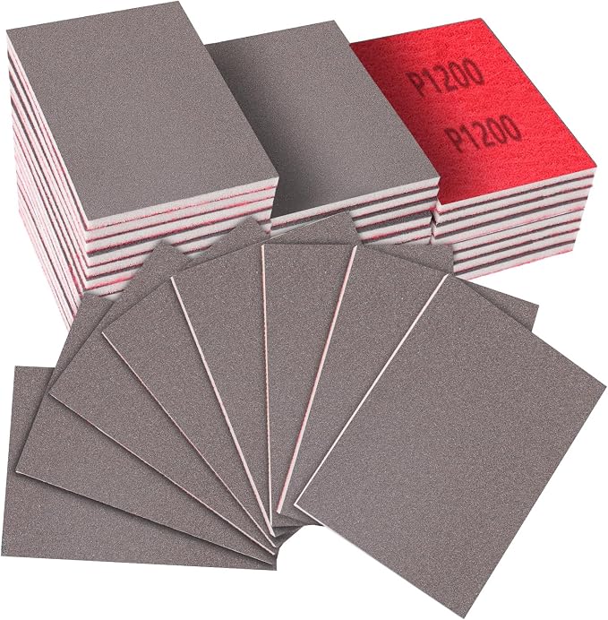 32-Pack 3x4 Inch 1200 Grit Hook & Loop Sanding Sponges by KQCXIKUSA
