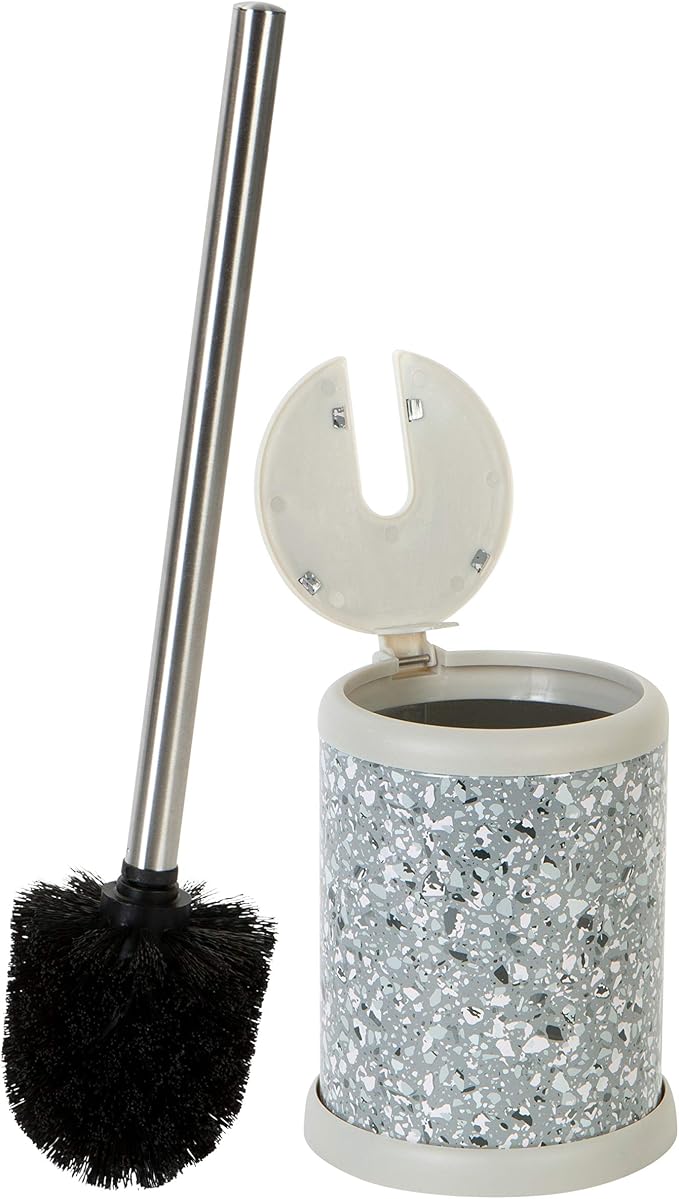 Bath Bliss Toilet Brush and Holder | Self Closing Lid | 360 Degree Brush Head | by BathBliss