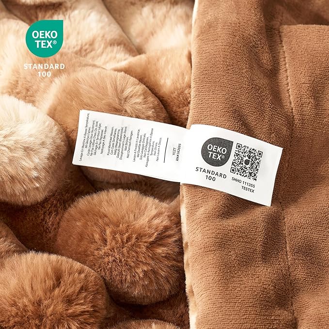 Cozy Bliss Faux Fur Throw Blanket for Couch, Cozy Warm Plush Striped Blanket for Sofa Bedroom Living Room, 60 * 80 Inches Tie-dye Brown