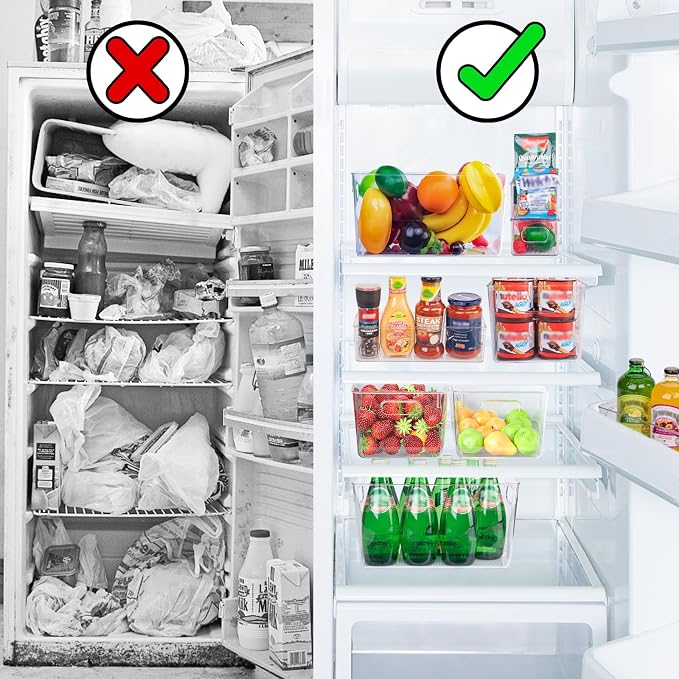 8 Pack Large Clear Plastic Storage Bins, Refrigerator Cabinet Organizers - Image 7