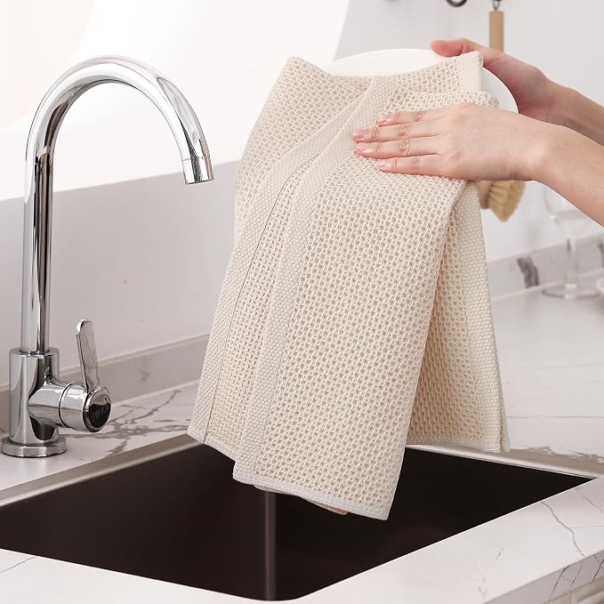 Homaxy 100% Cotton Waffle Weave Kitchen Dish Towels, Ultra Soft Absorbent Quick - Image 4