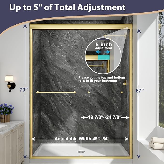 Double Sliding Shower Door, 1/4'' Clear SGCC Tempered Glass - Image 8