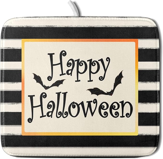 Happy Halloween Bats Dish Drying Mat by Sweetshow