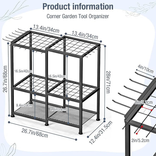 Garden Tool Organizer, Metal Yard Tool Organizer, Holds 70 Long-Handled - Image 2