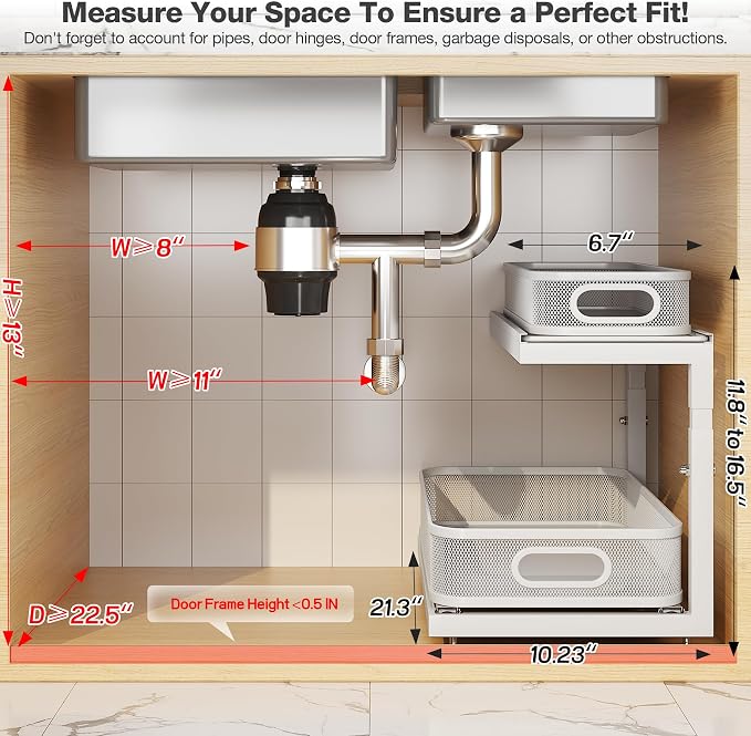 2-Pack 21.3 IN Depth Under Sink Organizer - Image 2