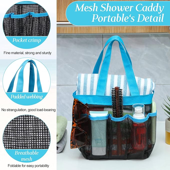 Hillban 4 Pcs Mesh Shower Caddy Portable Large Quick Dry Shower Caddy Basket - Image 3