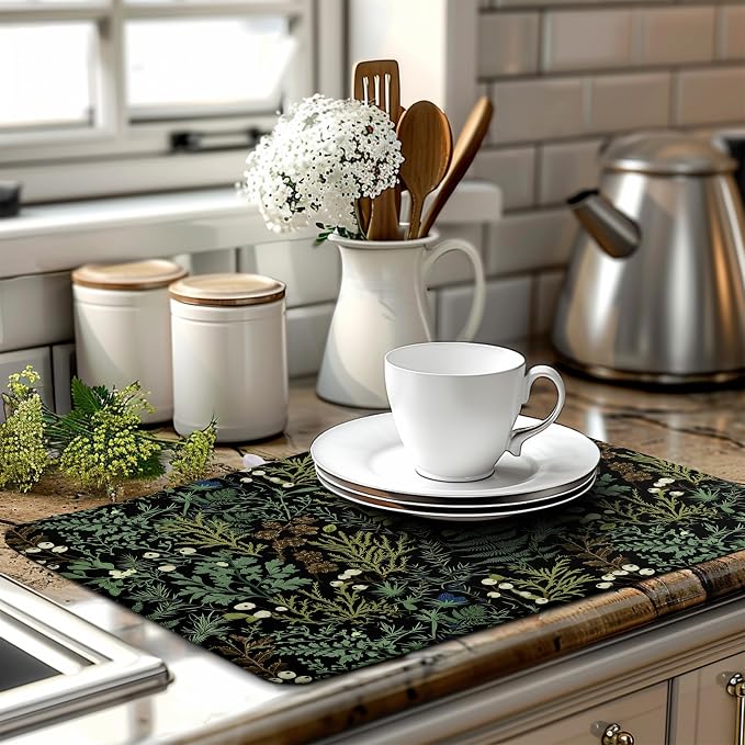 Black Sage Green Plant Dish Drying Mat - Image 6