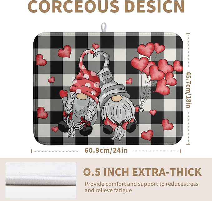 Valentine Gnome Hearts Dish Drying Mat Valentines Gnomes Dishes Dryer Mats - Image 5