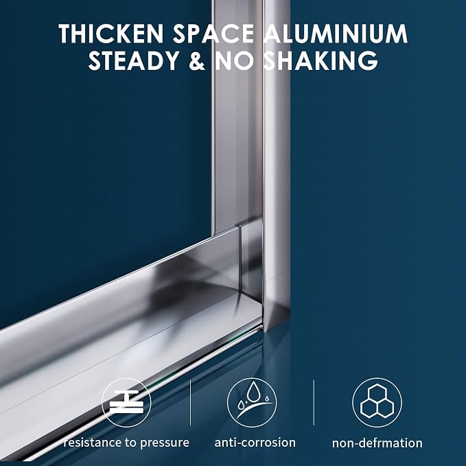 SUNNY SHOWER Double Sliding Shower Door Semi-Frameless Shower Enclosure 1/4 - Image 4