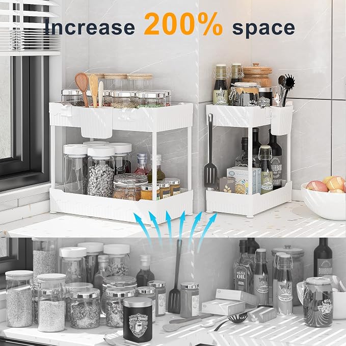 2 Pack Under Sink Organizer, Under Bathroom Cabinet Organizer - Image 3