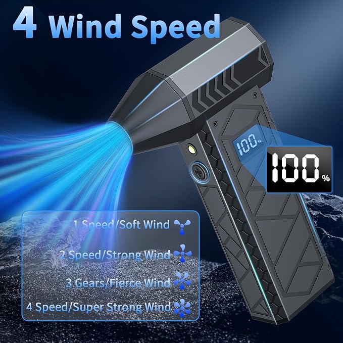 Electric Air Duster with LCD Screen & Flashlight, 180000RPM Compressed Air - Image 4