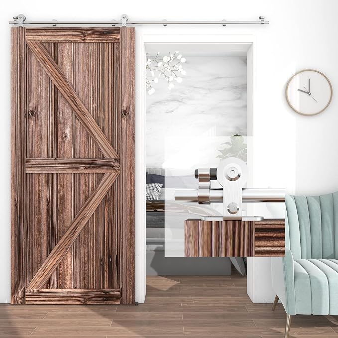 TSMST 7FT Sliding Barn Door Hardware Kit, Top Mount Stainless Steel Heavy Duty by TSMST