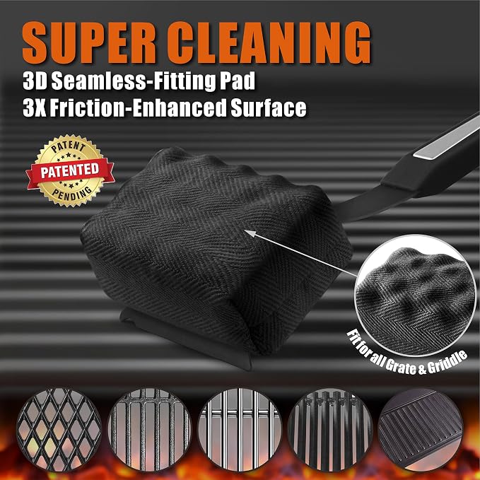 GRILLART Grill Brush Bristle Free. SteamWizards BBQ Replaceable Cleaning Head - Image 4