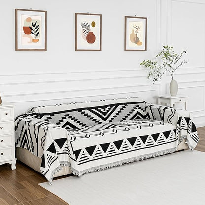 MYSKY HOME Couch Cover for Sectional Sofa Set Boho Geometric Furniture Sofa Cover Washable for Dog Cat Pets Couch Cover 3 Seat Sofa Chenille Couch Protector Multi-Use Couch Cover Blanket, 71" X134"