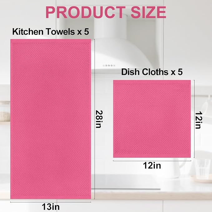 Homaxy 100% Cotton Kitchen Towels and Dishcloths Set, 12 x 12 Inches and 13 x - Image 4