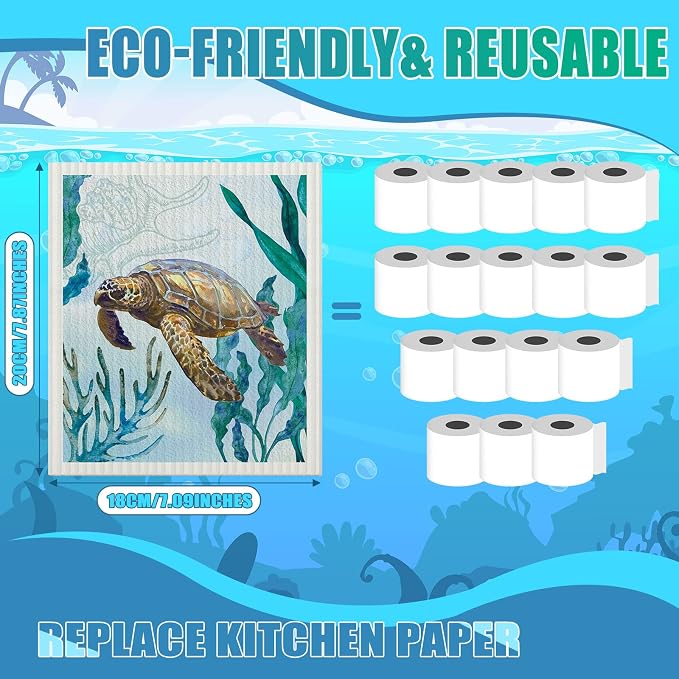 6 Pcs Swedish Kitchen Dish Towels Kitchen Cloths Reusable Sponge Cleaning - Image 2