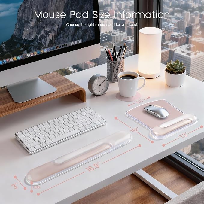 Ospelelf Mouse Pad with Wrist Rest and Ergonomic Gel Keyboard Hand Wrist - Image 7