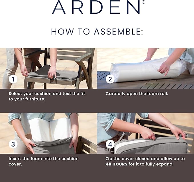 Arden Foam Outdoor Dining Chair Cushion, 20 x 20, Made with ProFoam, Rain-Proof, Fade Resistant, Sapphire Aurora Blue Damask