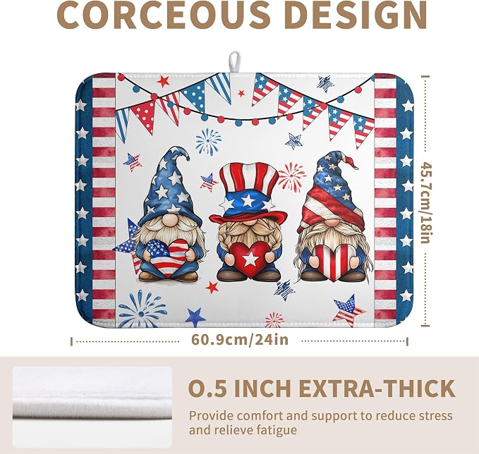 4th of July Gnomes Dish Drying Mat Patriotic Gnome Large Kitchen Mat Dish - Image 5