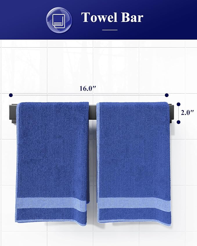 Kitsure 5-Pieces Bathroom Hardware Set & Accessories, Rustproof Towel Racks - Image 3