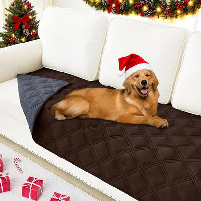 Smiry Waterproof Dog Bed Cover Blanket 30x70, Soft Reversible Pet Blanket, Washable Leakproof Cats Dogs Couch Cover for Sofa, Couch, Furniture, Lattice, Chocolate/Dark Grey