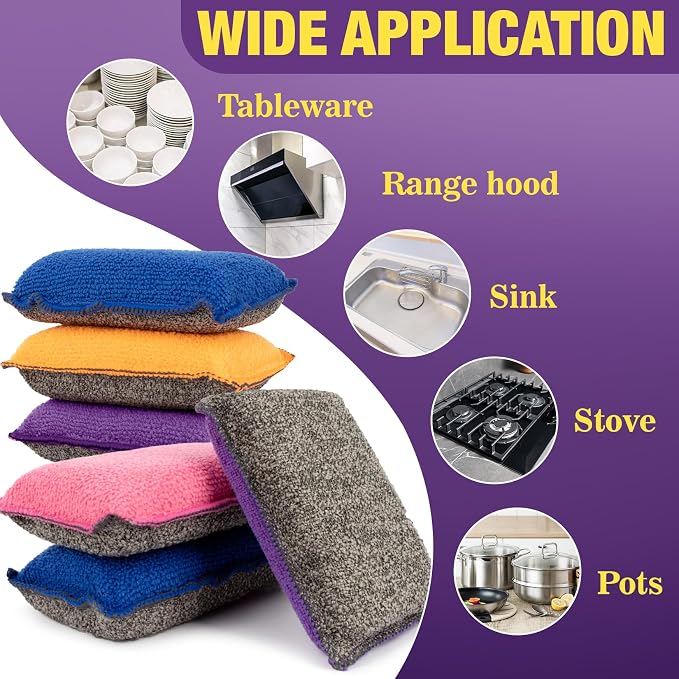 MAQIHAN 8 Pack Microfiber Sponge Kitchen - Image 6