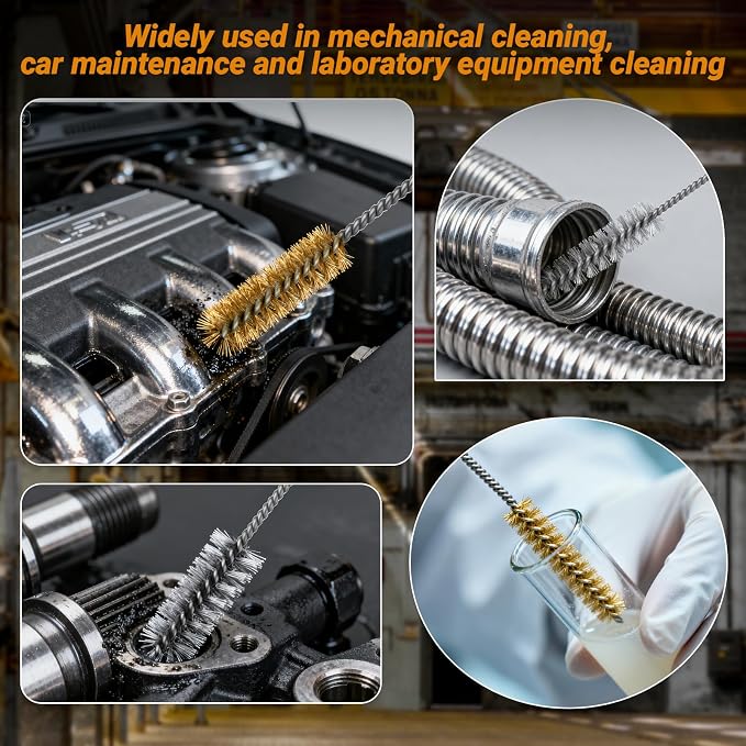 16Pcs Tube Cleaning Brush, Brass Stainless Steel Engine Cleaning Brushes - Image 6