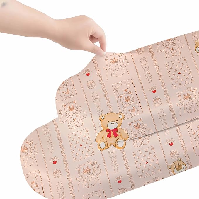 SDY Jersey Bassinet Sheets for Baby Girls,32 "x 16 "x 4", Pink Kawaii Bear Standard Oval/Retangle Bassinet Mattress Sheets for Toddler,Super Soft Breathable