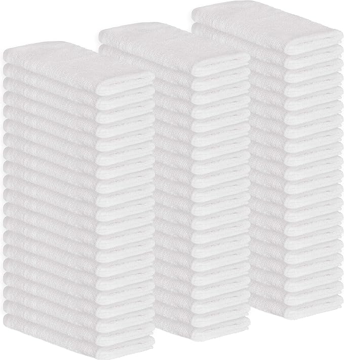 GREEN LIFESTYLE 50-Pack Cotton Wash Cloths – 14"x17" Absorbent Cleaning Rags by GreenLifeStyle