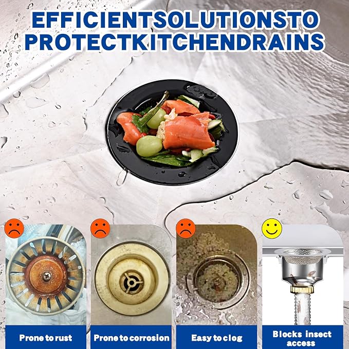 2PC Kitchen Sink Drain Strainer Stainless Steel - Image 3