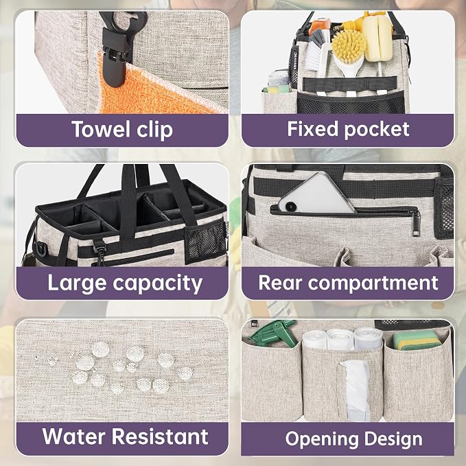 Wearable Cleaning Caddy Bag for Cleaning Supplies, Large Capacity Cleaning - Image 4